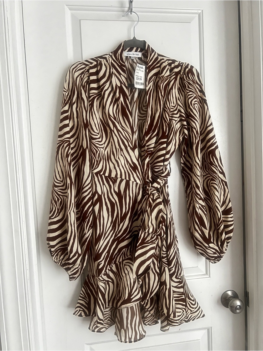 Zebra Print Wrap Dress | small
